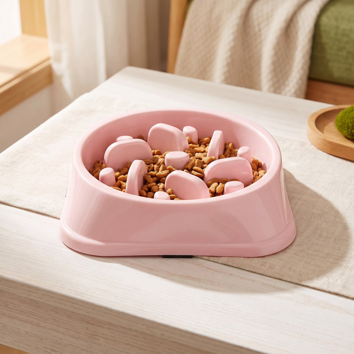 Pet Slow Feeder Bowl on a warm neutral background