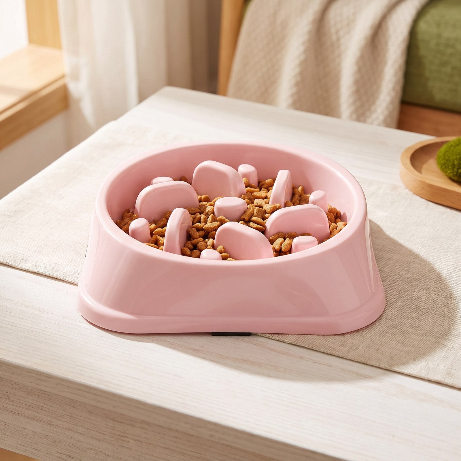 Pet Slow Feeder Bowl on a warm neutral background