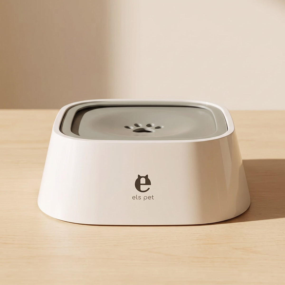 Splash Proof Pet Bowl on a warm neutral background