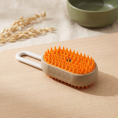 Steamy Pet Brush on a warm neutral background