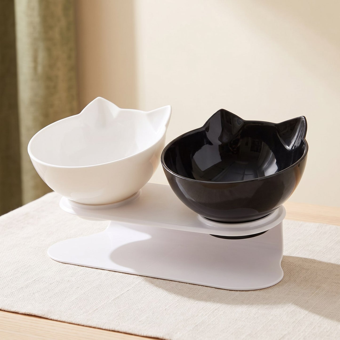 Double Pet Bowl on a warm neutral background